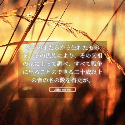 Picture 05 - 民数記 1:38 JPN - ダンの子たちから生れたものを、そ - Bible Verse Picture