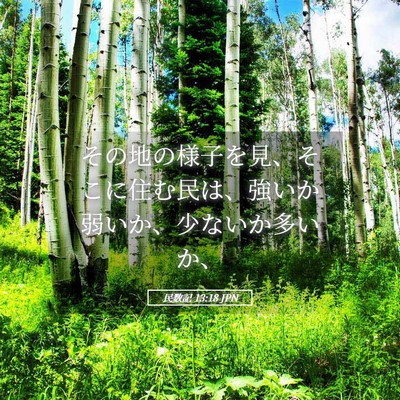 Picture 05 - 民数記 13:18 JPN - その地の様子を見、そこに住む民は - Bible Verse Picture
