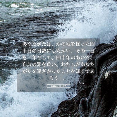 Picture 05 - 民数記 14:34 JPN - あなたがたは、かの地を探った四十 - Bible Verse Picture