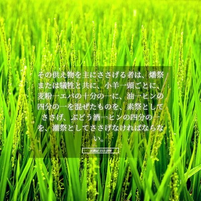 Picture 05 - 民数記 15:5 JPN - その供え物を主にささげる者は、燔 - Bible Verse Picture