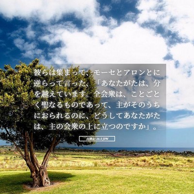 Picture 05 - 民数記 16:3 JPN - 彼らは集まって、モーセとアロンと - Bible Verse Picture
