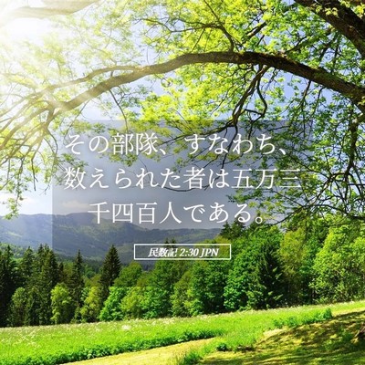 Picture 05 - 民数記 2:30 JPN - その部隊、すなわち、数えられた者 - Bible Verse Picture