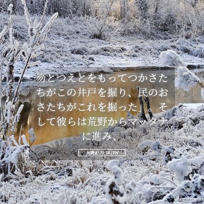 Picture 05 - 民数記 21:18 JPN - 笏とつえとをもってつかさたちがこ - Bible Verse Picture