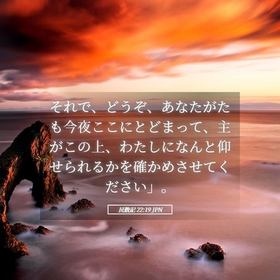 Picture 05 - 民数記 22:19 JPN - それで、どうぞ、あなたがたも今夜 - Bible Verse Picture
