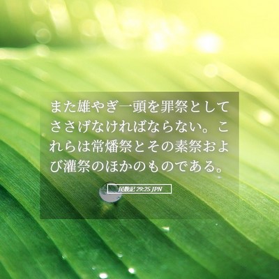 Picture 05 - 民数記 29:25 JPN - また雄やぎ一頭を罪祭としてささげ - Bible Verse Picture