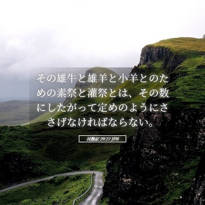 Picture 05 - 民数記 29:27 JPN - その雄牛と雄羊と小羊とのための素 - Bible Verse Picture