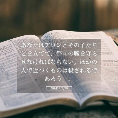 Picture 05 - 民数記 3:10 JPN - あなたはアロンとその子たちとを立 - Bible Verse Picture