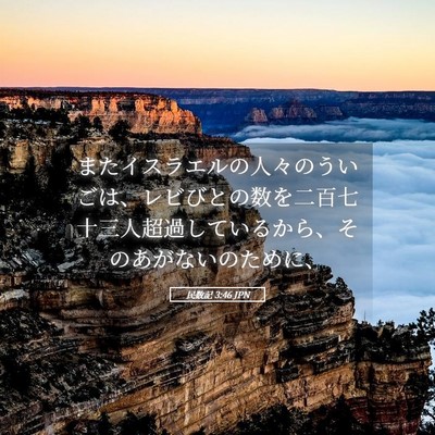 Picture 05 - 民数記 3:46 JPN - またイスラエルの人々のういごは、 - Bible Verse Picture