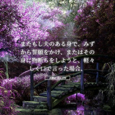 Picture 05 - 民数記 30:6 JPN - またもし夫のある身で、みずから誓 - Bible Verse Picture