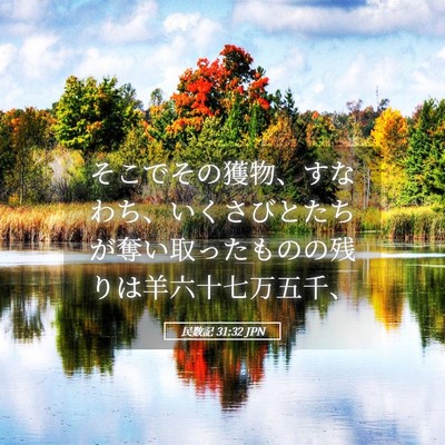 Picture 05 - 民数記 31:32 JPN - そこでその獲物、すなわち、いくさ - Bible Verse Picture