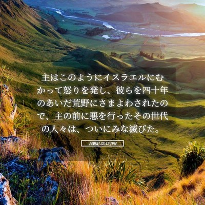 Picture 05 - 民数記 32:13 JPN - 主はこのようにイスラエルにむかっ - Bible Verse Picture