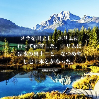 Picture 05 - 民数記 33:9 JPN - メラを出立し、エリムに行って宿営 - Bible Verse Picture