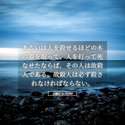 Picture 05 - 民数記 35:18 JPN - あるいは人を殺せるほどの木の器を - Bible Verse Picture