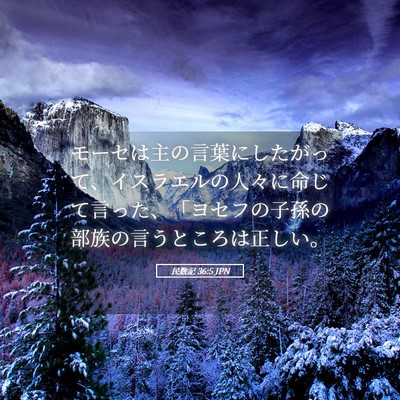 Picture 05 - 民数記 36:5 JPN - モーセは主の言葉にしたがって、イ - Bible Verse Picture