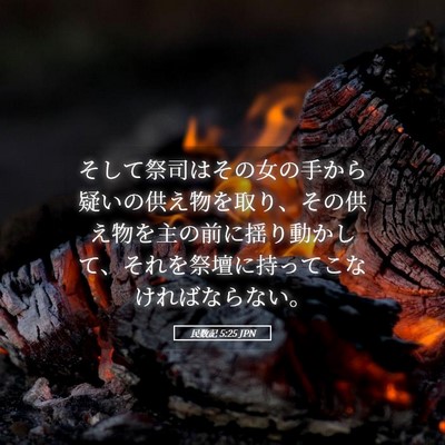 Picture 05 - 民数記 5:25 JPN - そして祭司はその女の手から疑いの - Bible Verse Picture