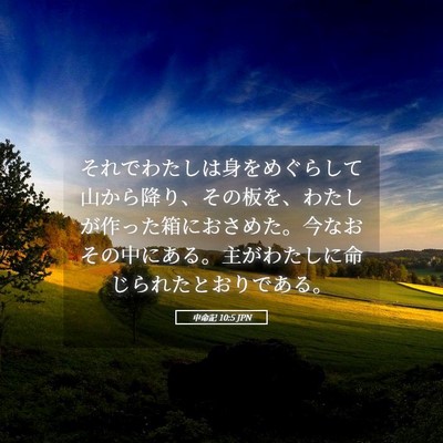 Picture 05 - 申命記 10:5 JPN - それでわたしは身をめぐらして山か - Bible Verse Picture