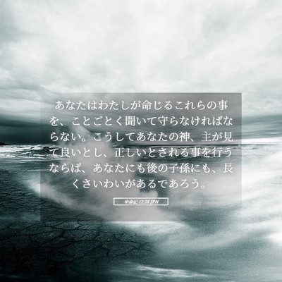 Picture 05 - 申命記 12:28 JPN - あなたはわたしが命じるこれらの事 - Bible Verse Picture