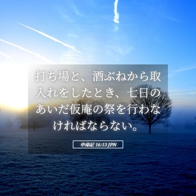 Picture 05 - 申命記 16:13 JPN - 打ち場と、酒ぶねから取入れをした - Bible Verse Picture