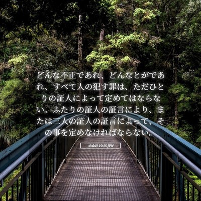 Picture 05 - 申命記 19:15 JPN - どんな不正であれ、どんなとがであ - Bible Verse Picture