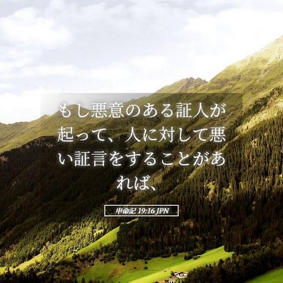 Picture 05 - 申命記 19:16 JPN - もし悪意のある証人が起って、人に - Bible Verse Picture