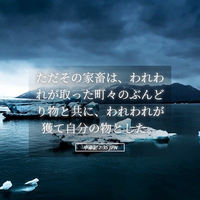 Picture 05 - 申命記 2:35 JPN - ただその家畜は、われわれが取った - Bible Verse Picture