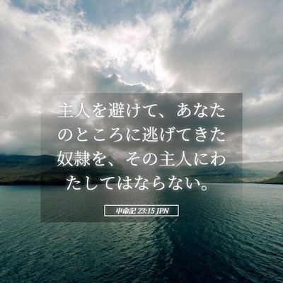 Picture 05 - 申命記 23:15 JPN - 主人を避けて、あなたのところに逃 - Bible Verse Picture