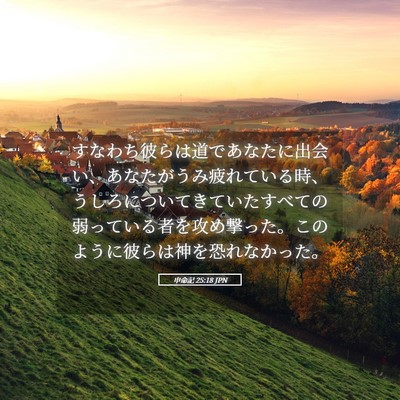 Picture 05 - 申命記 25:18 JPN - すなわち彼らは道であなたに出会い - Bible Verse Picture