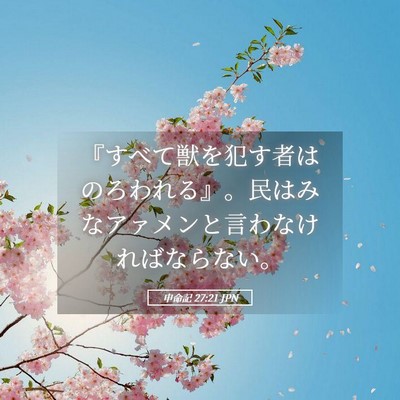 Picture 05 - 申命記 27:21 JPN - 『すべて獣を犯す者はのろわれる』 - Bible Verse Picture