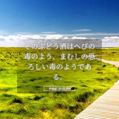 Picture 05 - 申命記 32:33 JPN - そのぶどう酒はへびの毒のよう、ま - Bible Verse Picture