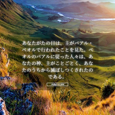 Picture 05 - 申命記 4:3 JPN - あなたがたの目は、主がバアル・ペ - Bible Verse Picture