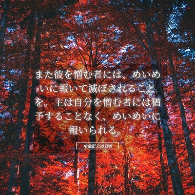 Picture 05 - 申命記 7:10 JPN - また彼を憎む者には、めいめいに報 - Bible Verse Picture