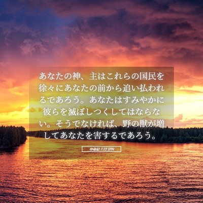 Picture 05 - 申命記 7:22 JPN - あなたの神、主はこれらの国民を徐 - Bible Verse Picture