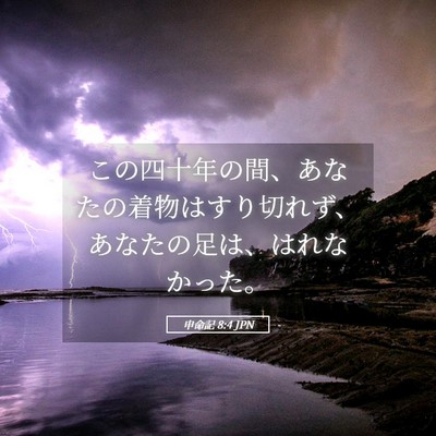 Picture 05 - 申命記 8:4 JPN - この四十年の間、あなたの着物はす - Bible Verse Picture