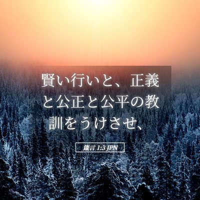 Picture 05 - 箴言 1:3 JPN - 賢い行いと、正義と公正と公平の教 - Bible Verse Picture