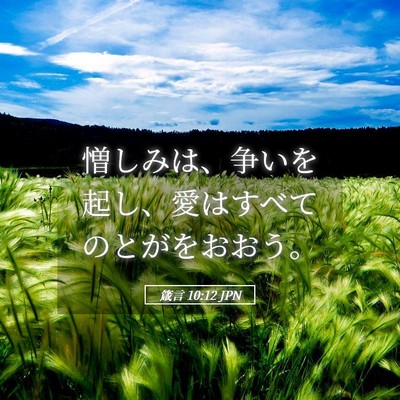 Picture 05 - 箴言 10:12 JPN - 憎しみは、争いを起し、愛はすべて - Bible Verse Picture