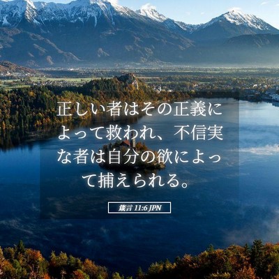 Picture 05 - 箴言 11:6 JPN - 正しい者はその正義によって救われ - Bible Verse Picture