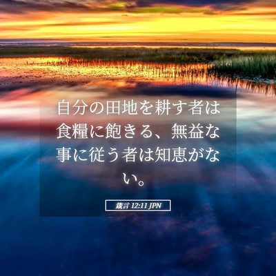 Picture 05 - 箴言 12:11 JPN - 自分の田地を耕す者は食糧に飽きる - Bible Verse Picture
