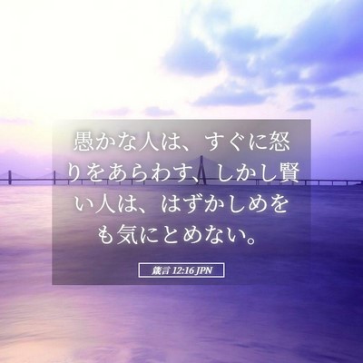 Picture 05 - 箴言 12:16 JPN - 愚かな人は、すぐに怒りをあらわす - Bible Verse Picture