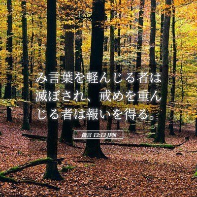 Picture 05 - 箴言 13:13 JPN - み言葉を軽んじる者は滅ぼされ、戒 - Bible Verse Picture