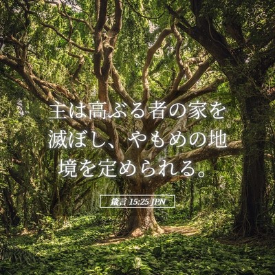 Picture 05 - 箴言 15:25 JPN - 主は高ぶる者の家を滅ぼし、やもめ - Bible Verse Picture