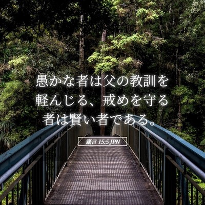 Picture 05 - 箴言 15:5 JPN - 愚かな者は父の教訓を軽んじる、戒 - Bible Verse Picture