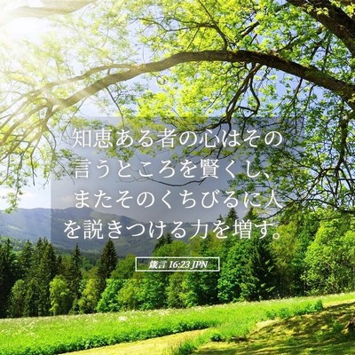 Picture 05 - 箴言 16:23 JPN - 知恵ある者の心はその言うところを - Bible Verse Picture