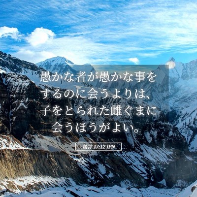 Picture 05 - 箴言 17:12 JPN - 愚かな者が愚かな事をするのに会う - Bible Verse Picture