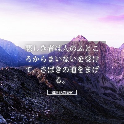 Picture 05 - 箴言 17:23 JPN - 悪しき者は人のふところからまいな - Bible Verse Picture