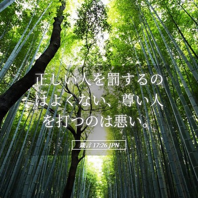 Picture 05 - 箴言 17:26 JPN - 正しい人を罰するのはよくない、尊 - Bible Verse Picture