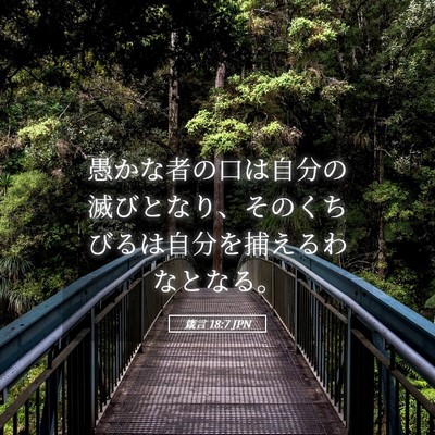 Picture 05 - 箴言 18:7 JPN - 愚かな者の口は自分の滅びとなり、 - Bible Verse Picture