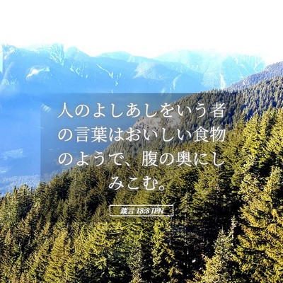 Picture 05 - 箴言 18:8 JPN - 人のよしあしをいう者の言葉はおい - Bible Verse Picture
