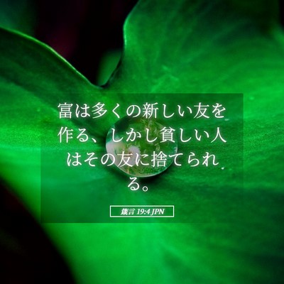 Picture 05 - 箴言 19:4 JPN - 富は多くの新しい友を作る、しかし - Bible Verse Picture