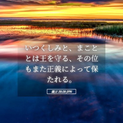 Picture 05 - 箴言 20:28 JPN - いつくしみと、まこととは王を守る - Bible Verse Picture