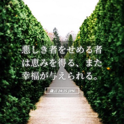 Picture 05 - 箴言 24:25 JPN - 悪しき者をせめる者は恵みを得る、 - Bible Verse Picture
